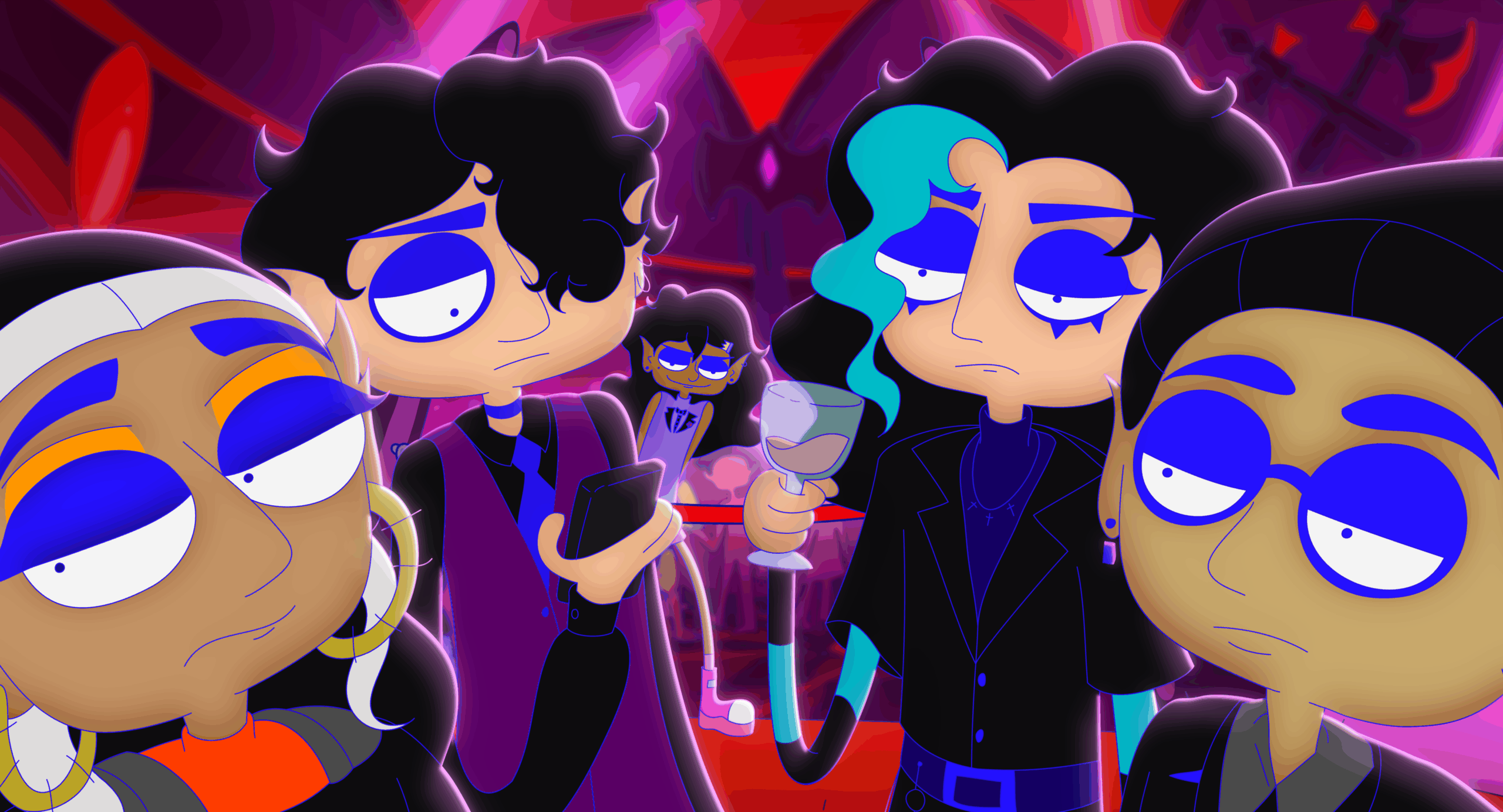 Lesbian Space Princess movie image of group girls together.